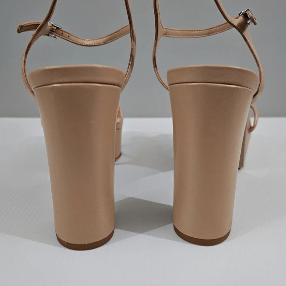 NEW Schutz Kelsie Platform Strappy Block Heel Sandal Tan Leather Size 10.5 - Picture 9 of 13